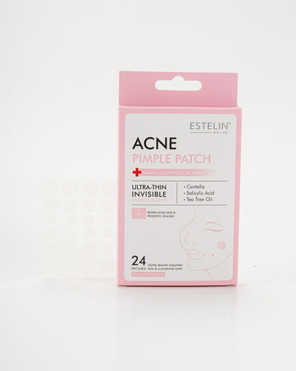 Estelin pink Acne Pimple Patch front packaging with Centella Salicylic Acid and Tea Tree Oil