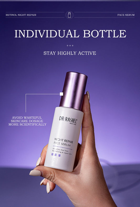Dr Rashel Night Repair Face Serum – 50ml Advanced Overnight Recovery Serum with Niacinamide, Hyaluronic Acid & Antioxidants