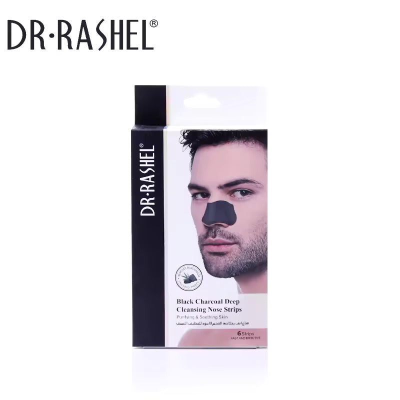 Dr.Rashel Black Charcoal Deep Cleansing Nose Strips For Men - 6pcs