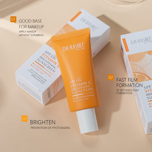 Dr Rashel Vitamin C Brightening Sunscreen SPF 50 – Daily Sun Protection with Glow-Boosting Formula (60g)