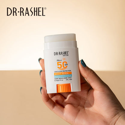 Dr Rashel Bright Reveal Sunscreen Stick – UVA + UVB Protection with Skin Brightening & Anti-Dullness Formula (20g)