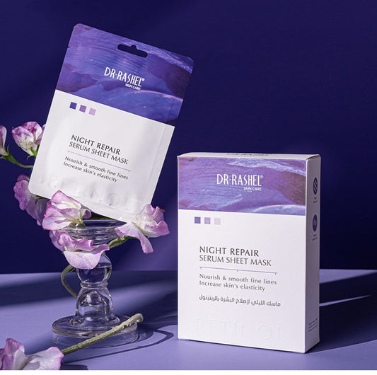 Dr Rashel Night Repair Serum Sheet Mask –  Overnight Recovery Sheet Mask with Niacinamide, Hyaluronic Acid & Botanical Extracts for Intense Hydration & Skin Renewal