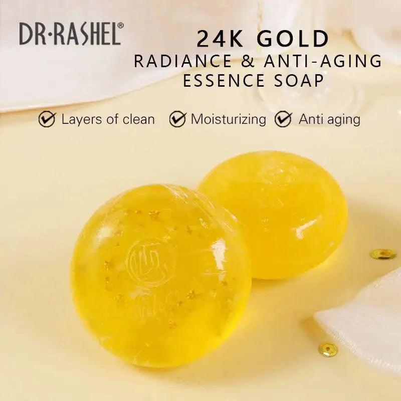ڈاکٹر راشیل 24K گولڈ ریڈیئنس اور اینٹی ایجنگ ایسنس صابن - 100 گرام