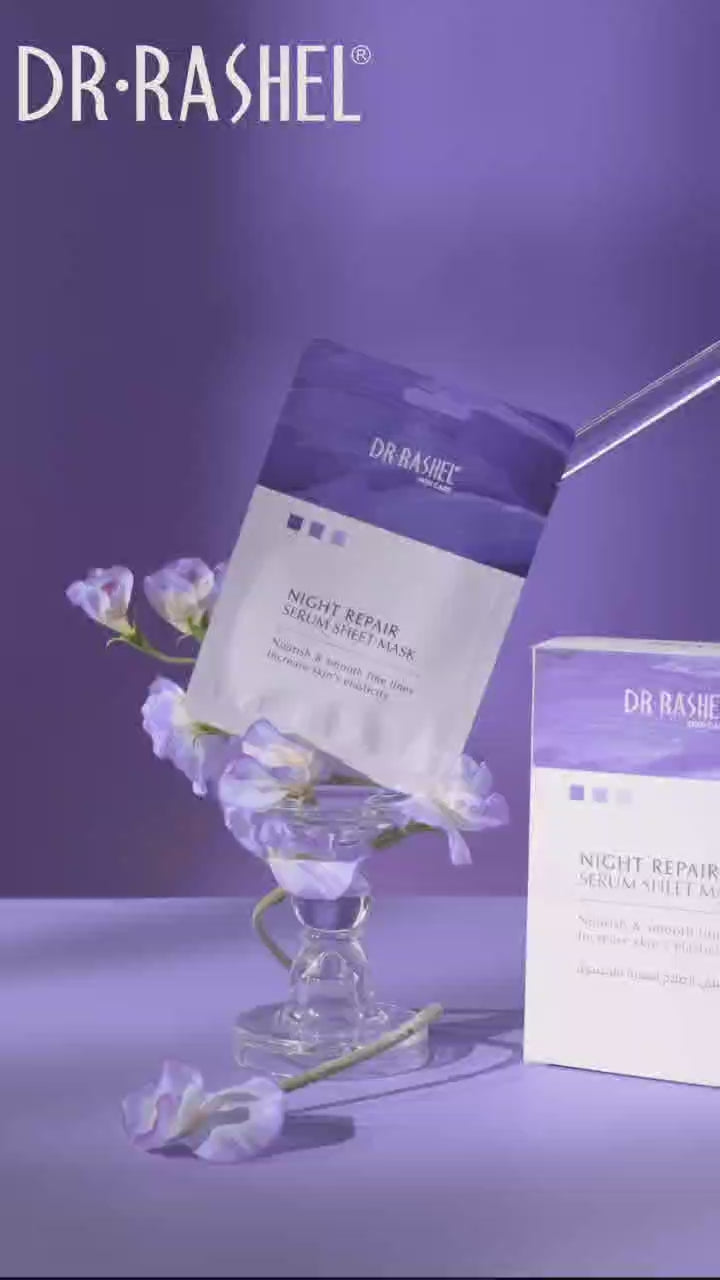 Dr Rashel Night Repair Serum Sheet Mask –  Overnight Recovery Sheet Mask with Niacinamide, Hyaluronic Acid & Botanical Extracts for Intense Hydration & Skin Renewal