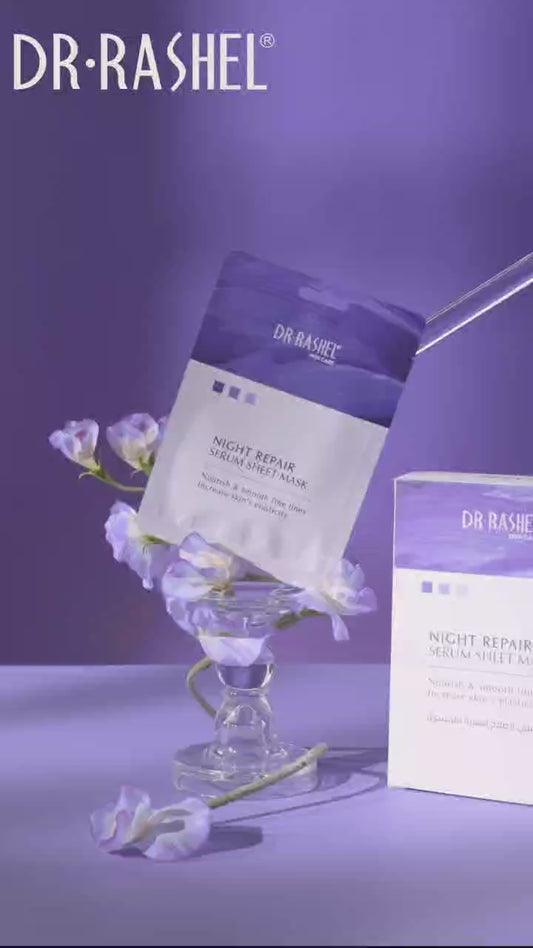 Dr Rashel Night Repair Serum Sheet Mask –  Overnight Recovery Sheet Mask with Niacinamide, Hyaluronic Acid & Botanical Extracts for Intense Hydration & Skin Renewal