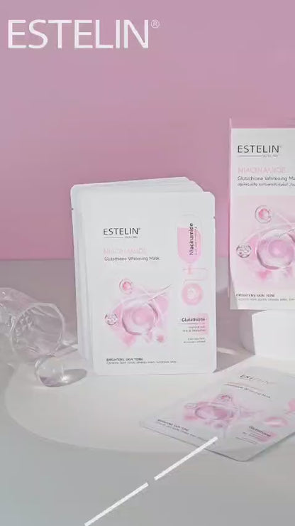 Estelin Niacinamide + Glutathione Whitening Mask | Brightening, Anti-Dullness & Skin Tone Correcting Sheet Mask