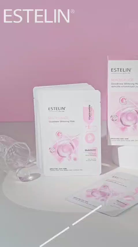 Estelin Niacinamide + Glutathione Whitening Mask | Brightening, Anti-Dullness & Skin Tone Correcting Sheet Mask