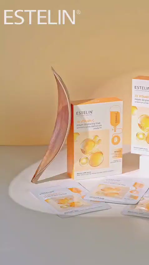 Estelin 3X Vitamin C + Arbutin Brightening Mask | Dark Spot Fading, Radiance Boost & Anti-Dullness Sheet Mask