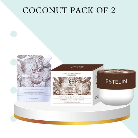   Estelin Vitamin E Coconut Oil Hand & Foot Scrub  & Vitamin E Coconut Oil Face & Body Scrub bundle deal