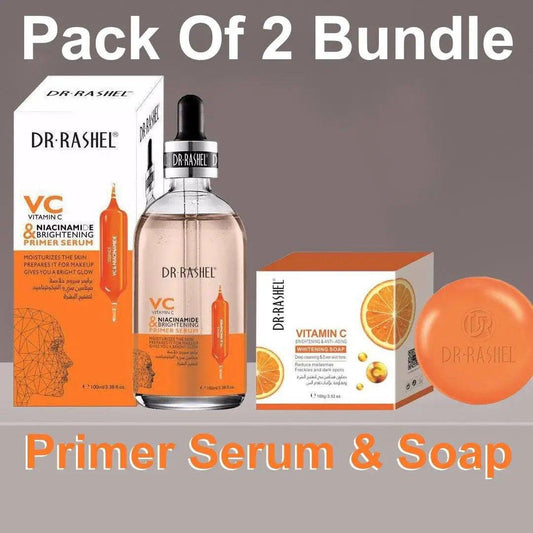   Dr.Rashel Vitamin C Brightening & Anti Aging Primer Serum + Soap  - Pack of 2