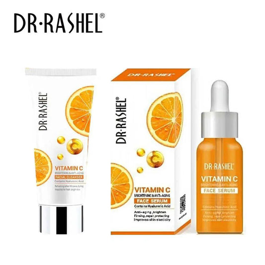   Dr.Rashel Vitamin C Brightening & Anti Aging Face Serum + Facial Cleanser - Pack of 2